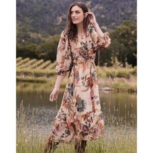 Soft Surrounding Maggie Midi Dress Floral Fall Sz XL